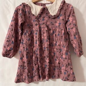 Floral Kids Casual Dress - Pink and Blue